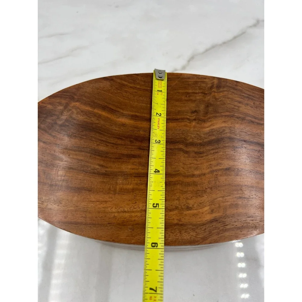 Handcrafted Oval Wood Jewelry Keepsake Box Natural Grain Hinged Lid 10.5 Inch - Picture 9 of 11